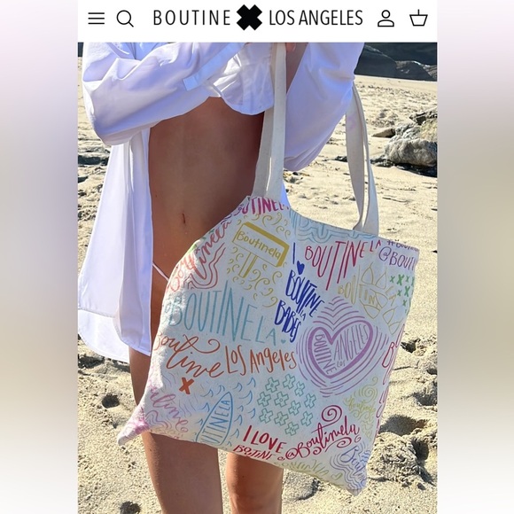 BOUTINE x LOS ANGELES extra thick canvas tote bag new 16” x 16” 10” drop - Picture 3 of 7